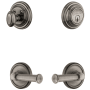 Grandeur Georgetown Solid Brass Right Handed Single Cylinder Keyed Entry Leverset and Deadbolt Combo Pack with Georgetown Lever and 2-3/8" Backset Antique Pewter