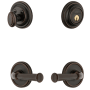 Grandeur Georgetown Solid Brass Right Handed Single Cylinder Keyed Entry Leverset and Deadbolt Combo Pack with Georgetown Lever and 2-3/8" Backset Timeless Bronze