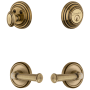 Grandeur Georgetown Solid Brass Right Handed Single Cylinder Keyed Entry Leverset and Deadbolt Combo Pack with Georgetown Lever and 2-3/8" Backset Vintage Brass