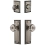 Grandeur Fifth Avenue Solid Brass Single Cylinder Keyed Entry Knobset and Deadbolt Combo Pack with Bouton Knob and 2-3/4" Backset Antique Pewter