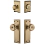 Grandeur Fifth Avenue Solid Brass Single Cylinder Keyed Entry Knobset and Deadbolt Combo Pack with Bouton Knob and 2-3/4" Backset Vintage Brass
