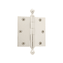 Grandeur 3.5 x 3.5 Inch Plain Bearing Square Corner Mortise Door Hinge with Acorn Finial - Single Hinge Polished Nickel