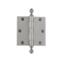 Grandeur 3.5 x 3.5 Inch Plain Bearing Square Corner Mortise Door Hinge with Acorn Finial - Single Hinge Satin Nickel