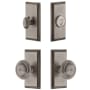 Grandeur Carre Solid Brass Single Cylinder Keyed Entry Knobset and Deadbolt Combo Pack with Circulaire Knob and 2-3/8" Backset Antique Pewter
