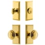 Grandeur Carre Solid Brass Single Cylinder Keyed Entry Knobset and Deadbolt Combo Pack with Circulaire Knob and 2-3/8" Backset Lifetime Brass