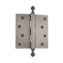 Grandeur 4 x 4 Inch Plain Bearing Square Corner Mortise Door Hinge with Acorn Finial - Single Hinge Antique Pewter