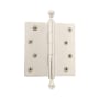 Grandeur 4 x 4 Inch Plain Bearing Square Corner Mortise Door Hinge with Acorn Finial - Single Hinge Polished Nickel