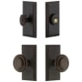 Grandeur Carre Solid Brass Single Cylinder Keyed Entry Knobset and Deadbolt Combo Pack with Circulaire Knob and 2-3/8" Backset Timeless Bronze