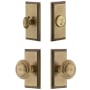 Grandeur Carre Solid Brass Single Cylinder Keyed Entry Knobset and Deadbolt Combo Pack with Circulaire Knob and 2-3/8" Backset Vintage Brass