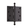 Grandeur 4 x 4 Inch Plain Bearing Square Corner Mortise Door Hinge with Acorn Finial - Single Hinge Timeless Bronze