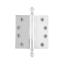 Grandeur 4 x 4 Inch Plain Bearing Square Corner Mortise Door Hinge with Acorn Finial - Single Hinge Bright Chrome