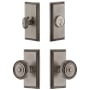 Grandeur Carre Solid Brass Single Cylinder Keyed Entry Knobset and Deadbolt Combo Pack with Soleil Knob and 2-3/4" Backset Antique Pewter