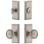 Grandeur Carre Solid Brass Single Cylinder Keyed Entry Knobset and Deadbolt Combo Pack with Soleil Knob and 2-3/4" Backset Satin Nickel