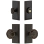 Grandeur Carre Solid Brass Single Cylinder Keyed Entry Knobset and Deadbolt Combo Pack with Soleil Knob and 2-3/4" Backset Timeless Bronze