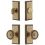Grandeur Carre Solid Brass Single Cylinder Keyed Entry Knobset and Deadbolt Combo Pack with Soleil Knob and 2-3/4" Backset Vintage Brass
