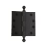 Grandeur 4 x 4 Inch Plain Bearing Square Corner Mortise Door Hinge with Acorn Finial - Single Hinge Timeless Bronze