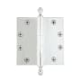 Grandeur 4.5 x 4.5 Inch Plain Bearing Square Corner Mortise Door Hinge with Acorn Finial - Single Hinge Bright Chrome