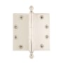 Grandeur 4.5 x 4.5 Inch Plain Bearing Square Corner Mortise Door Hinge with Acorn Finial - Single Hinge Polished Nickel