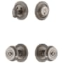Grandeur Circulaire Solid Brass Single Cylinder Keyed Entry Knobset and Deadbolt Combo Pack with Bouton Knob and 2-3/4" Backset Antique Pewter
