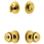 Grandeur Circulaire Solid Brass Single Cylinder Keyed Entry Knobset and Deadbolt Combo Pack with Bouton Knob and 2-3/4" Backset Lifetime Brass