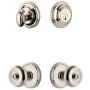 Grandeur Circulaire Solid Brass Single Cylinder Keyed Entry Knobset and Deadbolt Combo Pack with Bouton Knob and 2-3/4" Backset Polished Nickel
