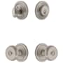 Grandeur Circulaire Solid Brass Single Cylinder Keyed Entry Knobset and Deadbolt Combo Pack with Bouton Knob and 2-3/4" Backset Satin Nickel
