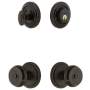 Grandeur Circulaire Solid Brass Single Cylinder Keyed Entry Knobset and Deadbolt Combo Pack with Bouton Knob and 2-3/4" Backset Timeless Bronze