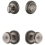 Grandeur Newport Solid Brass Single Cylinder Keyed Entry Knobset and Deadbolt Combo Pack with Bouton Knob and 2-3/4" Backset Antique Pewter
