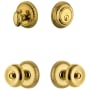 Grandeur Newport Solid Brass Single Cylinder Keyed Entry Knobset and Deadbolt Combo Pack with Bouton Knob and 2-3/4" Backset Lifetime Brass