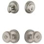 Grandeur Newport Solid Brass Single Cylinder Keyed Entry Knobset and Deadbolt Combo Pack with Bouton Knob and 2-3/4" Backset Satin Nickel