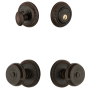 Grandeur Newport Solid Brass Single Cylinder Keyed Entry Knobset and Deadbolt Combo Pack with Bouton Knob and 2-3/4" Backset Timeless Bronze