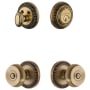 Grandeur Newport Solid Brass Single Cylinder Keyed Entry Knobset and Deadbolt Combo Pack with Bouton Knob and 2-3/4" Backset Vintage Brass