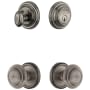 Grandeur Georgetown Solid Brass Single Cylinder Keyed Entry Knobset and Deadbolt Combo Pack with Circulaire Knob and 2-3/4" Backset Antique Pewter