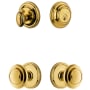 Grandeur Georgetown Solid Brass Single Cylinder Keyed Entry Knobset and Deadbolt Combo Pack with Circulaire Knob and 2-3/4" Backset Lifetime Brass