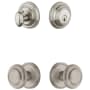 Grandeur Georgetown Solid Brass Single Cylinder Keyed Entry Knobset and Deadbolt Combo Pack with Circulaire Knob and 2-3/4" Backset Satin Nickel