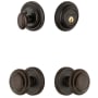 Grandeur Georgetown Solid Brass Single Cylinder Keyed Entry Knobset and Deadbolt Combo Pack with Circulaire Knob and 2-3/4" Backset Timeless Bronze
