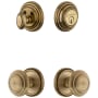 Grandeur Georgetown Solid Brass Single Cylinder Keyed Entry Knobset and Deadbolt Combo Pack with Circulaire Knob and 2-3/4" Backset Vintage Brass