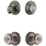 Grandeur Georgetown Solid Brass Single Cylinder Keyed Entry Knobset and Deadbolt Combo Pack with Bouton Knob and 2-3/4" Backset Antique Pewter