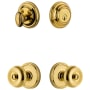 Grandeur Georgetown Solid Brass Single Cylinder Keyed Entry Knobset and Deadbolt Combo Pack with Bouton Knob and 2-3/4" Backset Lifetime Brass