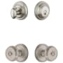 Grandeur Georgetown Solid Brass Single Cylinder Keyed Entry Knobset and Deadbolt Combo Pack with Bouton Knob and 2-3/4" Backset Satin Nickel