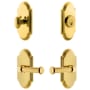 Grandeur Arc Solid Brass Right Handed Single Cylinder Keyed Entry Leverset and Deadbolt Combo Pack with Georgetown Lever and 2-3/8" Backset Lifetime Brass