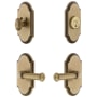 Grandeur Arc Solid Brass Right Handed Single Cylinder Keyed Entry Leverset and Deadbolt Combo Pack with Georgetown Lever and 2-3/8" Backset Vintage Brass
