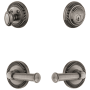 Grandeur Newport Solid Brass Right Handed Single Cylinder Keyed Entry Leverset and Deadbolt Combo Pack with Georgetown Lever and 2-3/8" Backset Antique Pewter