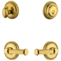 Grandeur Newport Solid Brass Right Handed Single Cylinder Keyed Entry Leverset and Deadbolt Combo Pack with Georgetown Lever and 2-3/8" Backset Lifetime Brass