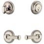 Grandeur Newport Solid Brass Right Handed Single Cylinder Keyed Entry Leverset and Deadbolt Combo Pack with Georgetown Lever and 2-3/8" Backset Polished Nickel