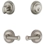 Grandeur Newport Solid Brass Right Handed Single Cylinder Keyed Entry Leverset and Deadbolt Combo Pack with Georgetown Lever and 2-3/8" Backset Satin Nickel