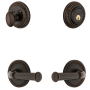 Grandeur Newport Solid Brass Right Handed Single Cylinder Keyed Entry Leverset and Deadbolt Combo Pack with Georgetown Lever and 2-3/8" Backset Timeless Bronze