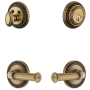 Grandeur Newport Solid Brass Right Handed Single Cylinder Keyed Entry Leverset and Deadbolt Combo Pack with Georgetown Lever and 2-3/8" Backset Vintage Brass