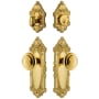 Grandeur Grande Victorian Solid Brass Single Cylinder Keyed Entry Knobset and Deadbolt Combo Pack with Circulaire Knob and 2-3/4" Backset Lifetime Brass