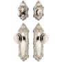 Grandeur Grande Victorian Solid Brass Single Cylinder Keyed Entry Knobset and Deadbolt Combo Pack with Circulaire Knob and 2-3/4" Backset Polished Nickel